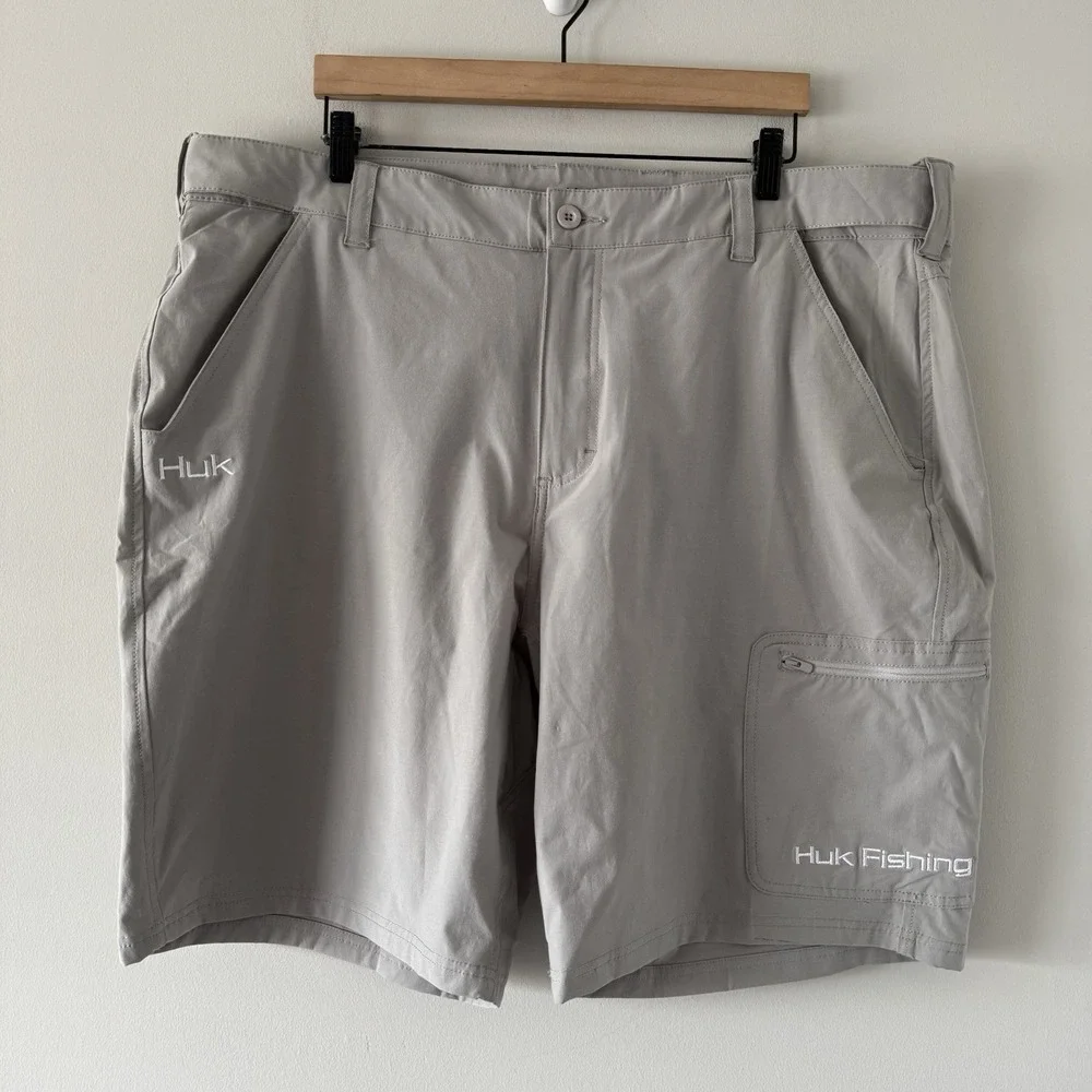 Huk‎ Next Level Shorts Gray Fishing Outdoor Cargo Nautical Performance Mens XXXL